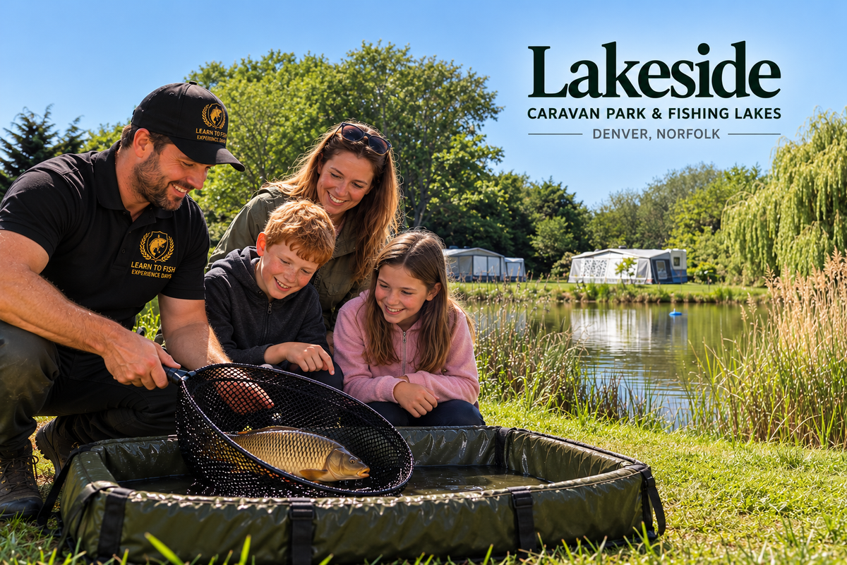 Private Family Fishing Experience for up to 4 people (2hrs) –Lakeside Caravan Park, Norfolk